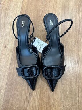 Zara Slingback Pointed Toe Kitten Heel